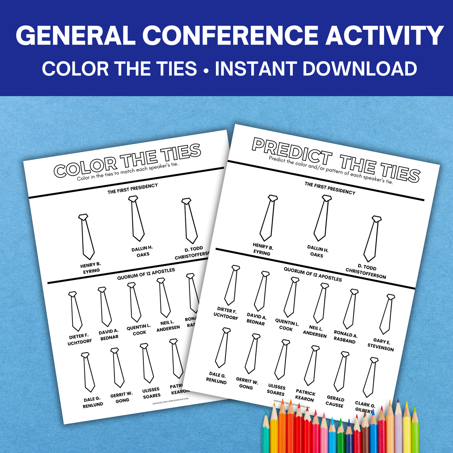 General Conference Activity- Predict The Ties Game- Color The Ties Printable 2026