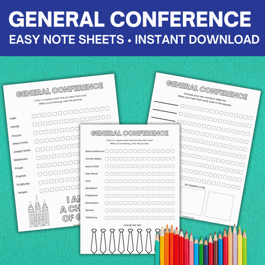 Easy General Conference Note Sheets For Kids