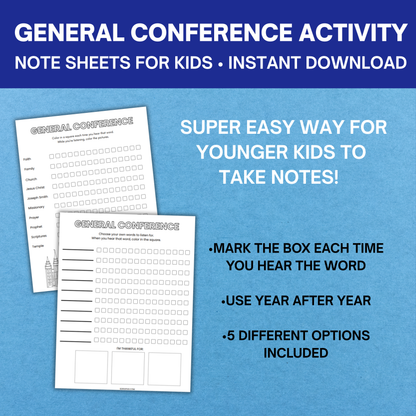 Easy General Conference Note Sheets For Kids