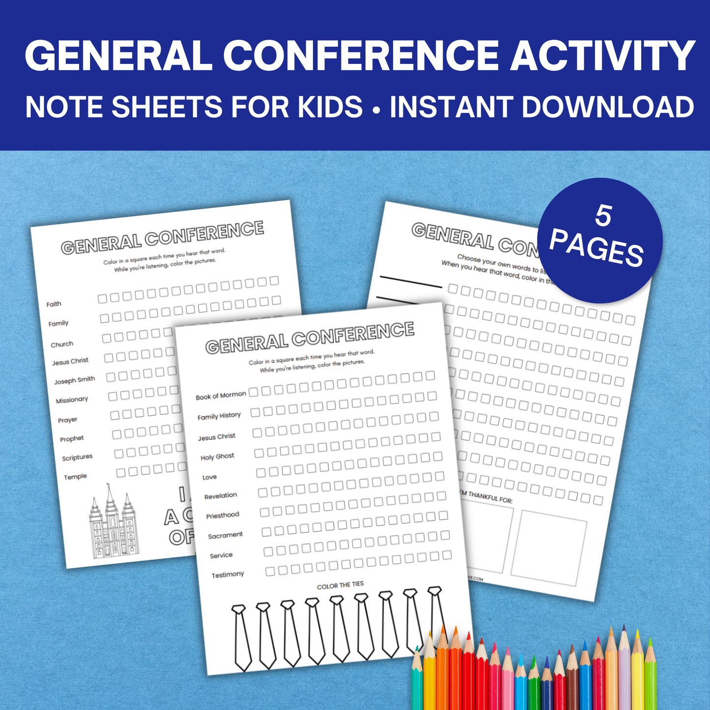 Easy General Conference Note Sheets For Kids