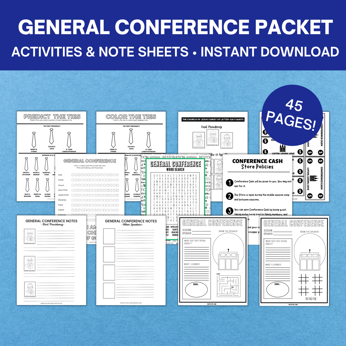 General Conference Packet For Kids & Teens- 45 Pages