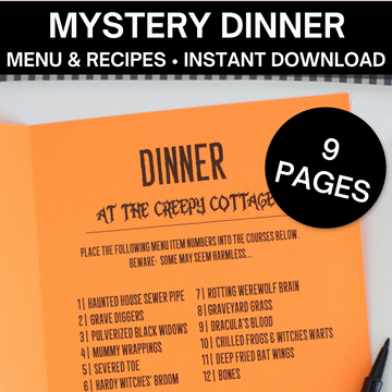 Halloween Mystery Dinner Kit ( Printable Menus, Recipes, & Directions)