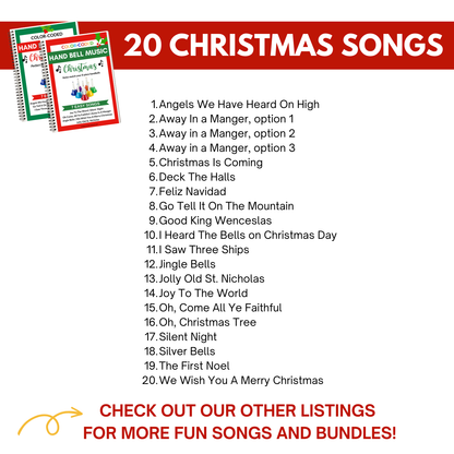 39 Hand Bell Music Sheets- 4 Books- 8 Note Hand Bell Music - Digital Download Only