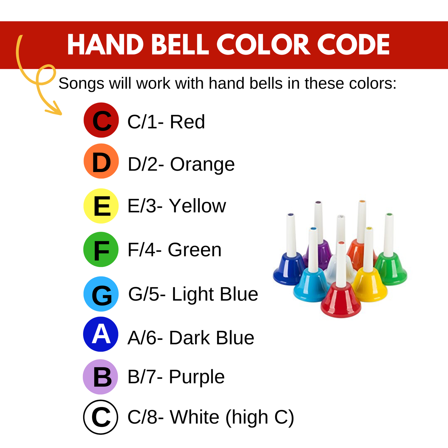 26 Color-Coded Hand Bell Songs- Christmas & Classic Hand Bell Sheets- Digital Download