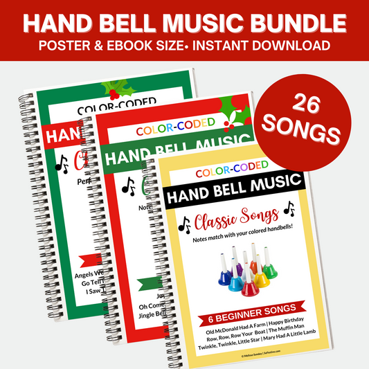 26 Color-Coded Hand Bell Songs- Christmas & Classic Hand Bell Sheets- Digital Download