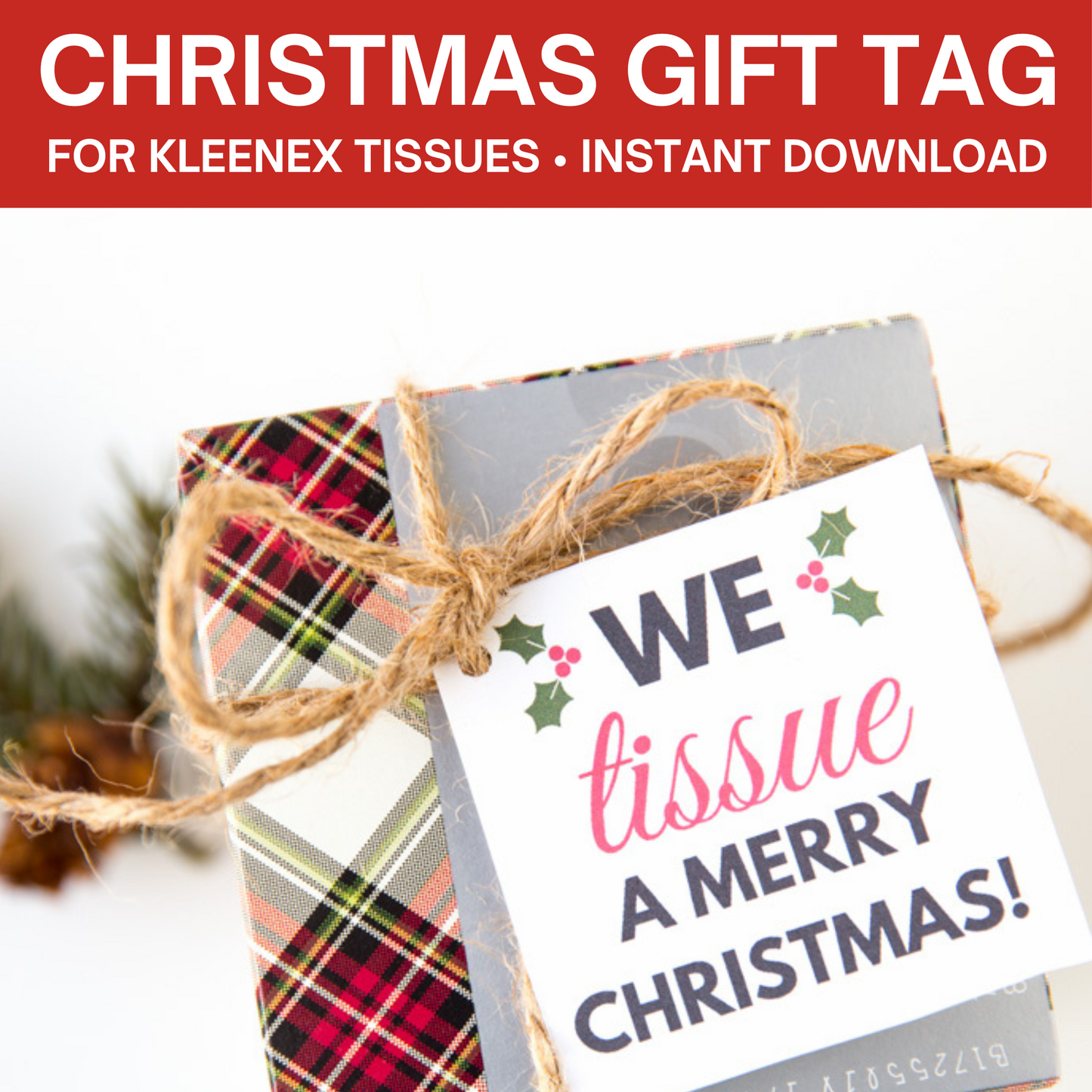 Kleenex/Tissue Neighbor Gift Christmas Tags- Instant Download