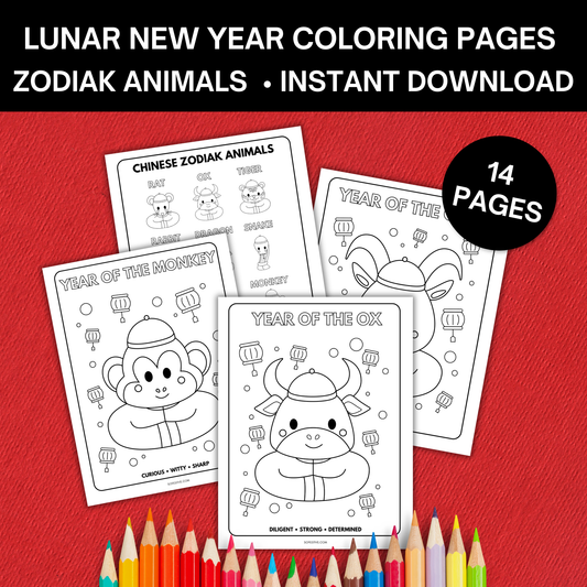 Chinese New Year Zodiak Symbols Coloring Pages