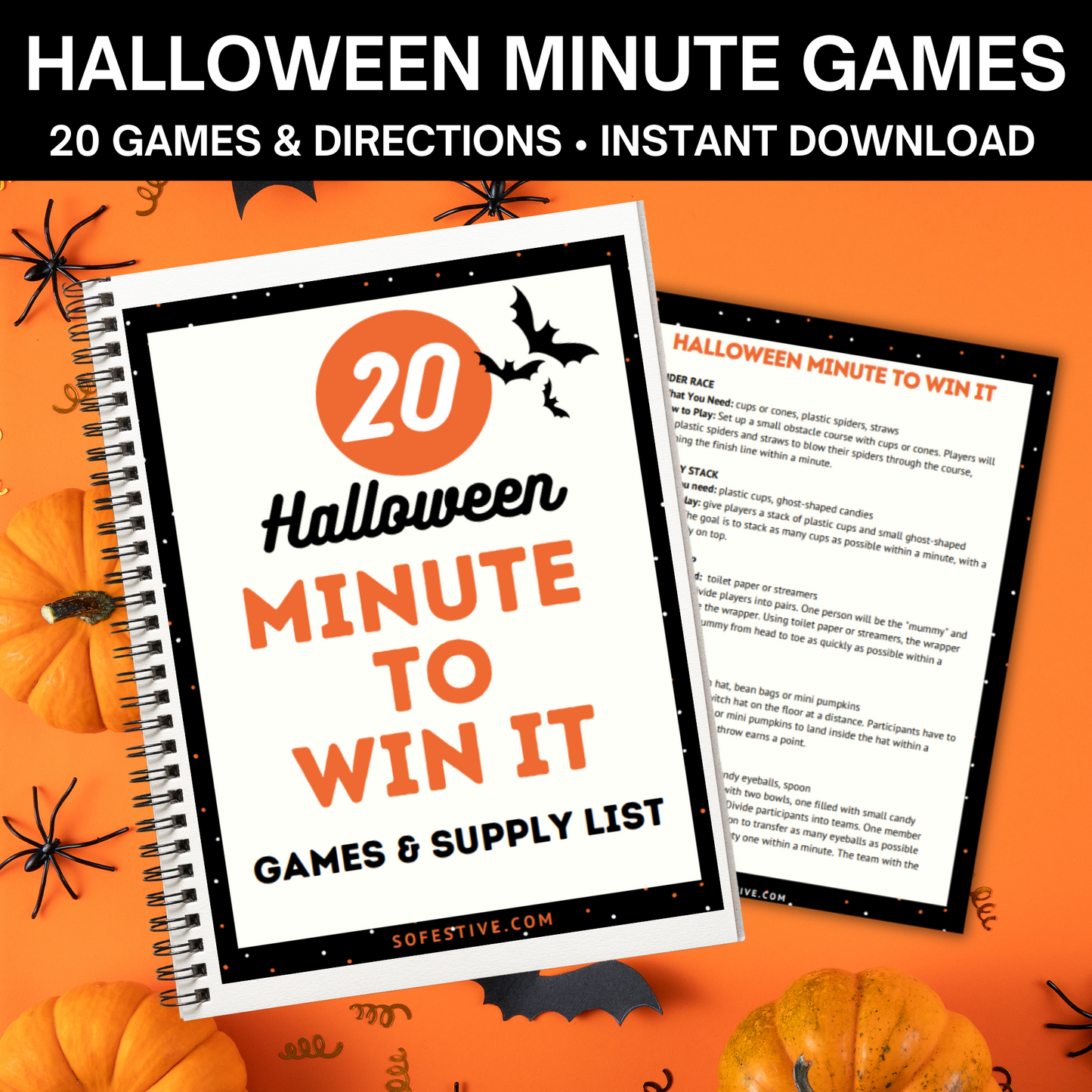 20 Halloween Minute To Win It Games PDF (Instructions & Supply List Included!)