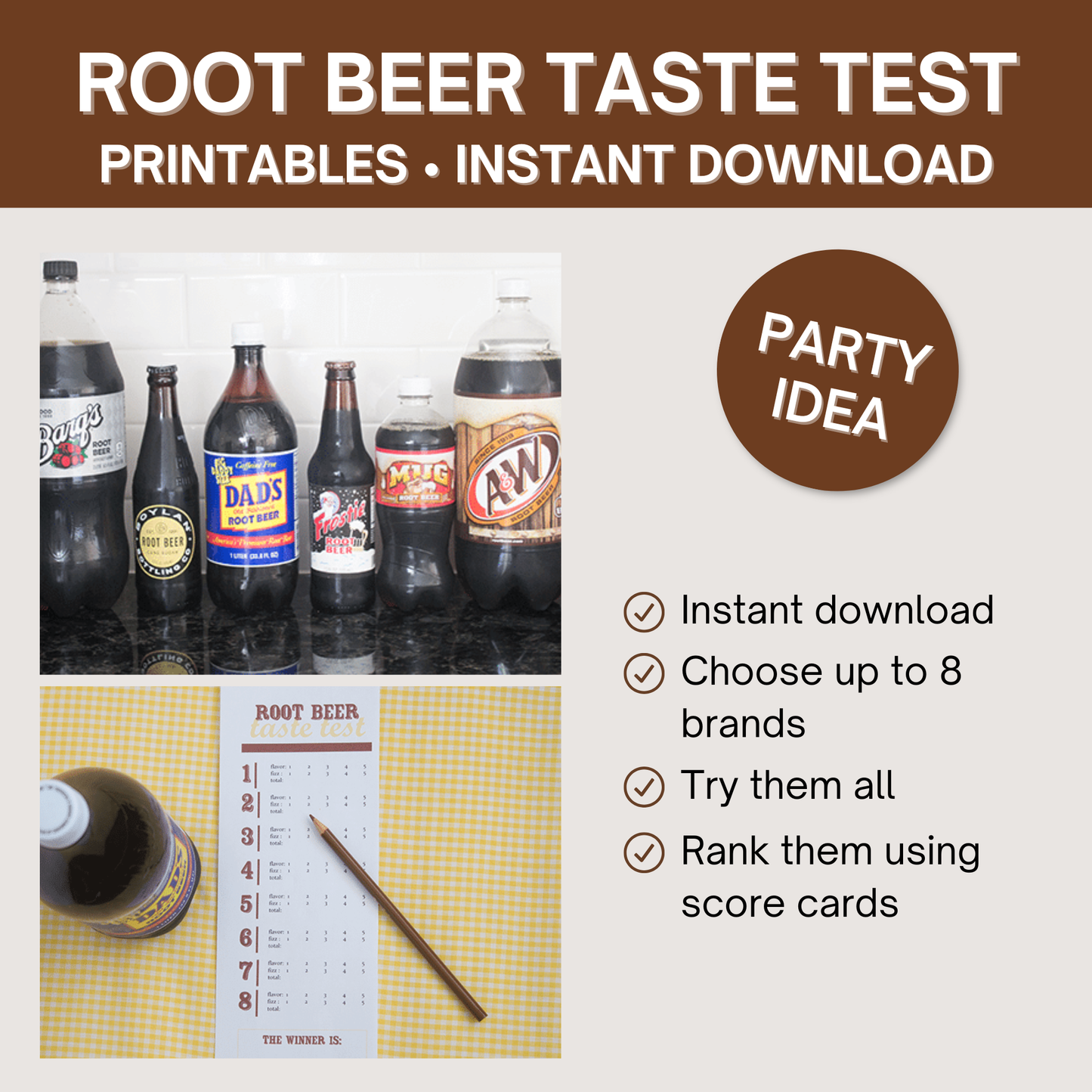 Root Beer Taste Test Printables - Score Sheet & Labels