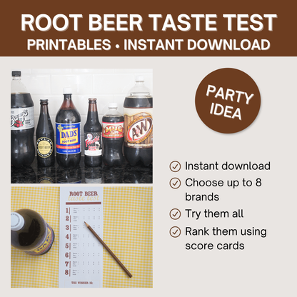 Root Beer Taste Test Printables - Score Sheet & Labels