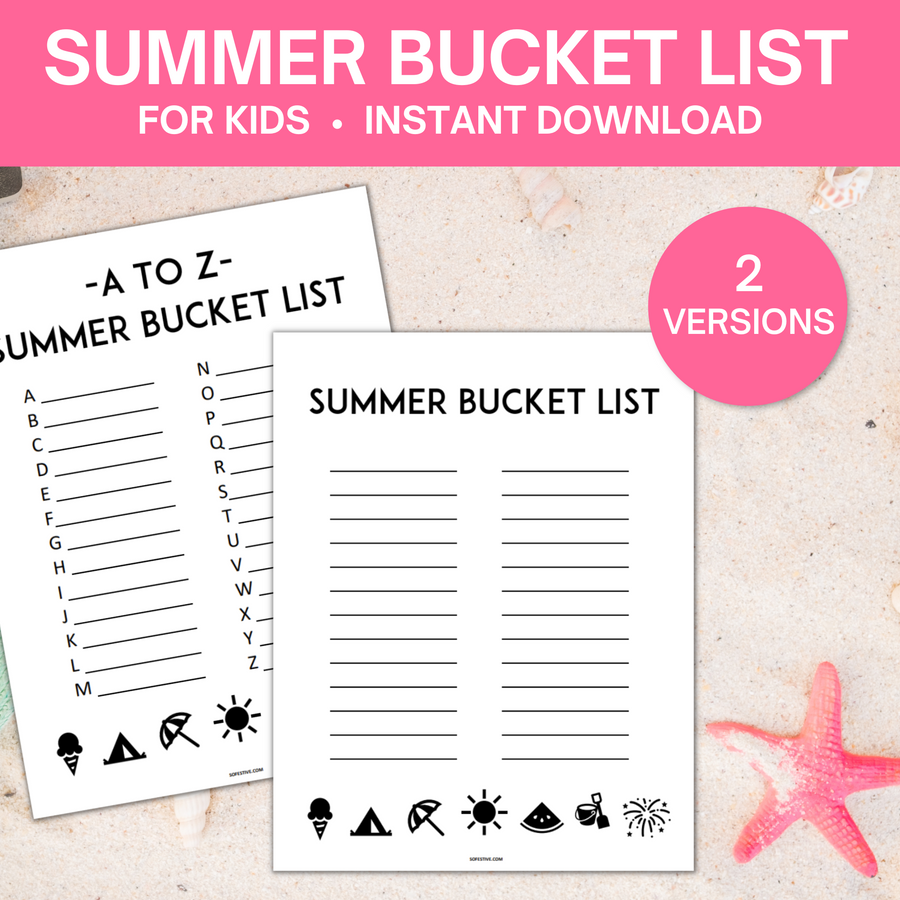 Summer Bucket Lists- 2 Versions Included