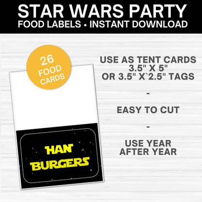 Star Wars Party Printables- 26 Food Signs  Sign - Water Bottle Labels
