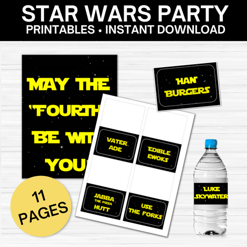 Star Wars Party Printables- 26 Food Signs Sign - Water Bottle Labels ...