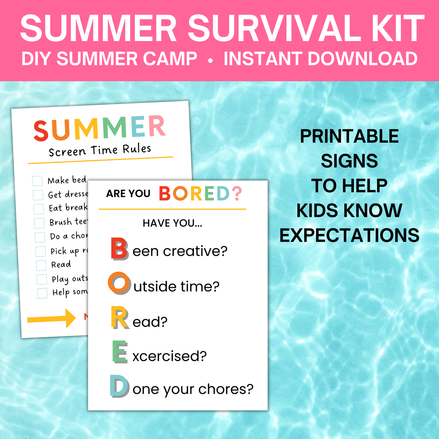 Summer Survival Kit: Summer Schedule Printables, Activities, Games & M – So  Festive!