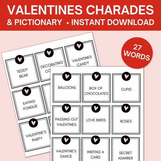 Valentine's Day Charades & Pictionary Game (27 words)