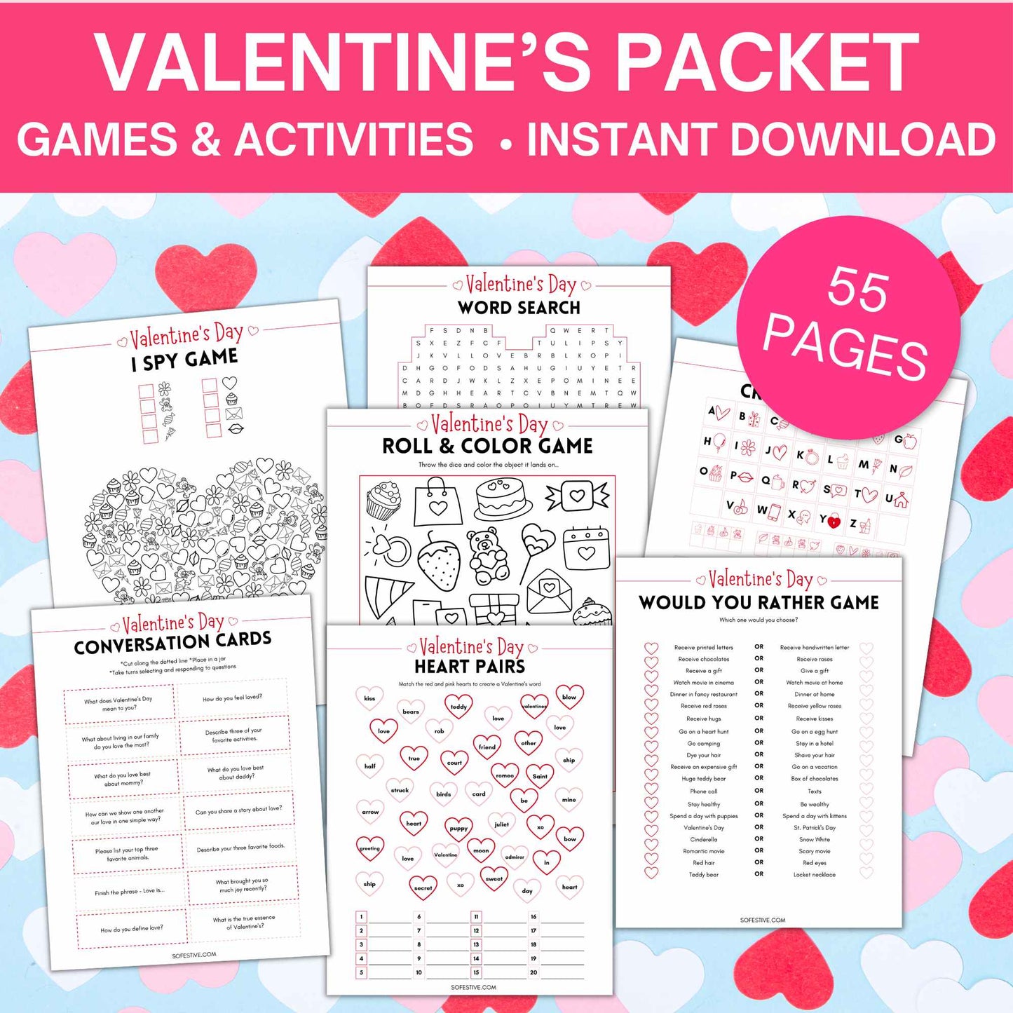 100-page Valentine's Day Party Bundle - Games & Decor ($40 value)