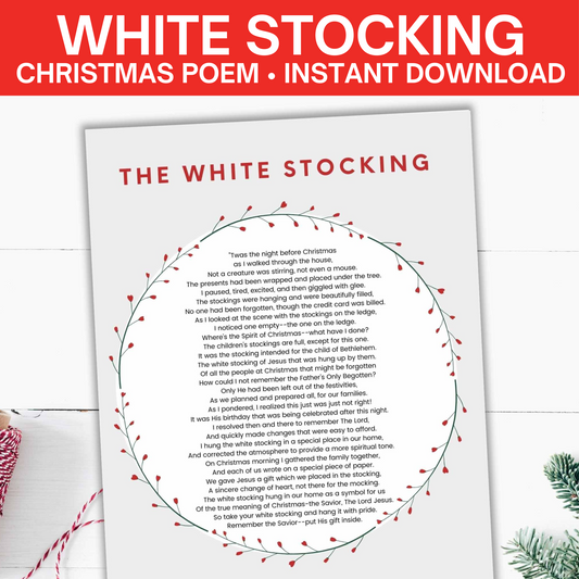 White Stocking Poem Printable- Christmas Tradition