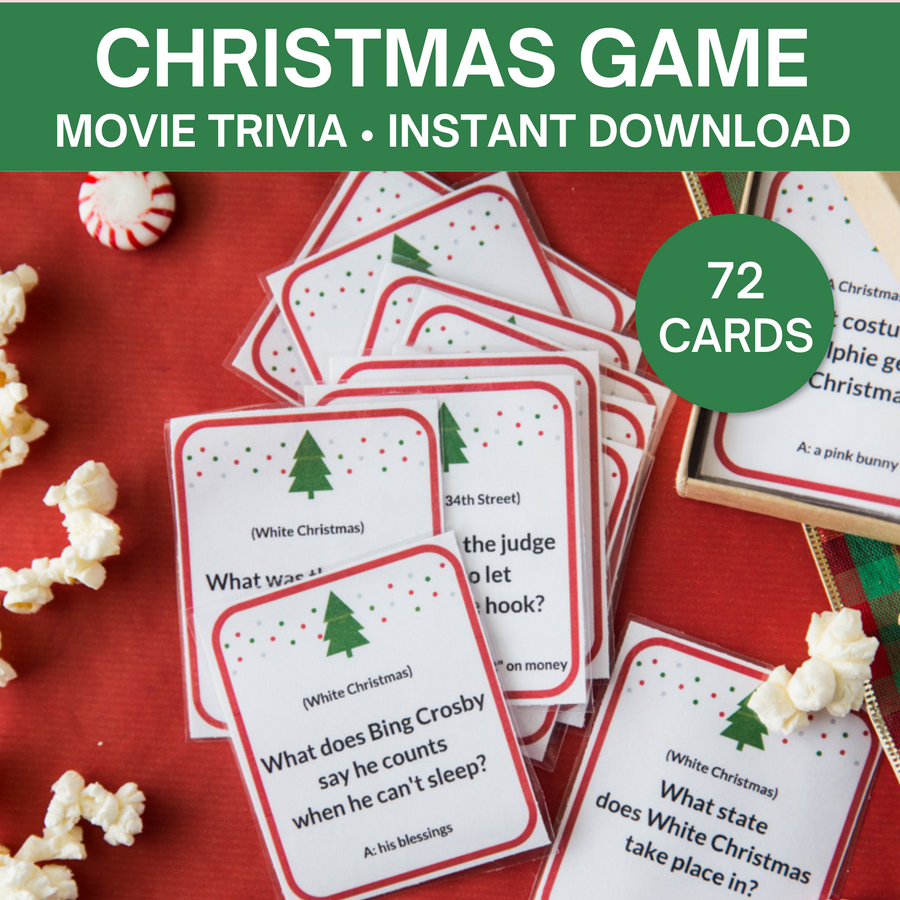 Christmas Movie Trivia Game (72 Cards)- Digital Download – So Festive!