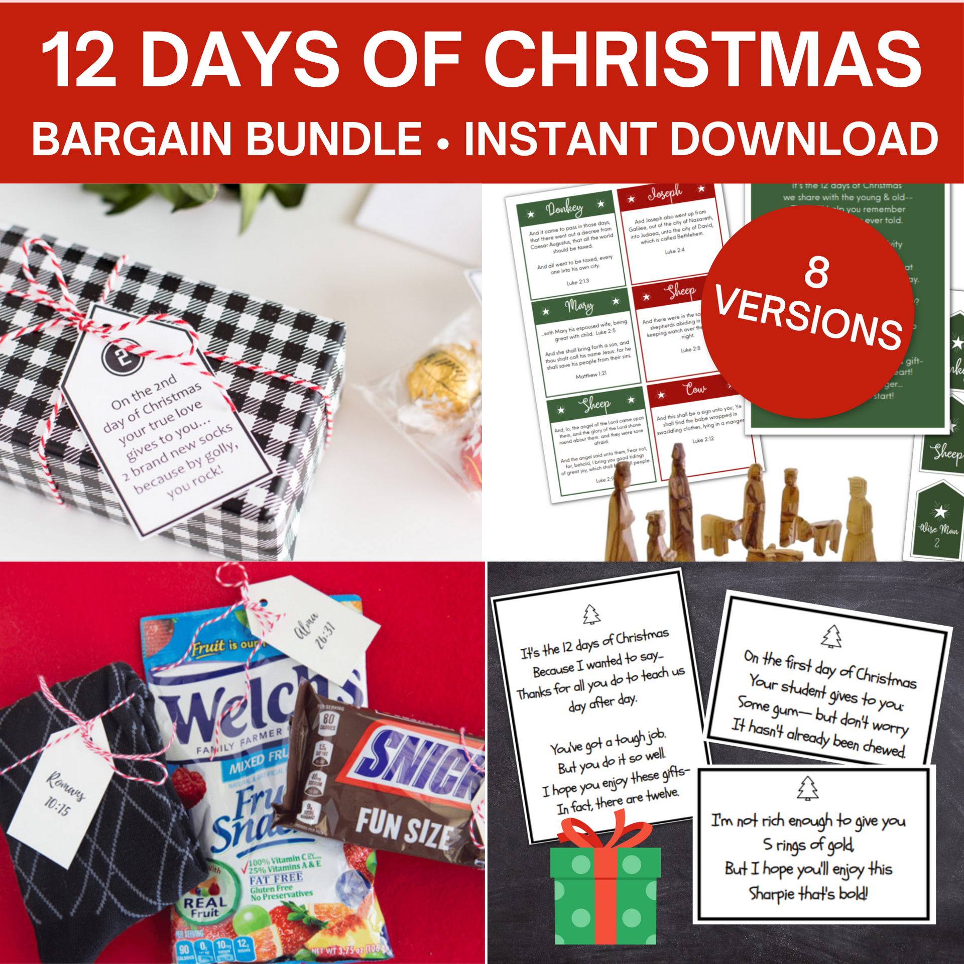 10 Neighbor Gift Tags For Christmas Bargain Bundle ($25 value)