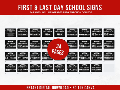 First Day & Last Day of School Signs & Editable Template