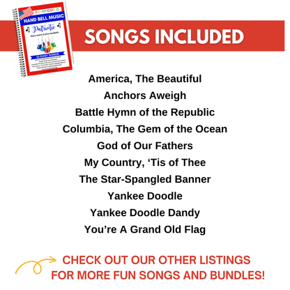 10 Patriotic Hand Bell Songs- Color-Coded HandBell Charts- Instant Digital Download