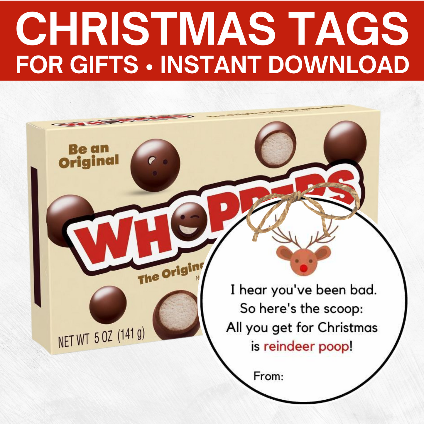 Reindeer Poop Christmas Gift Tags