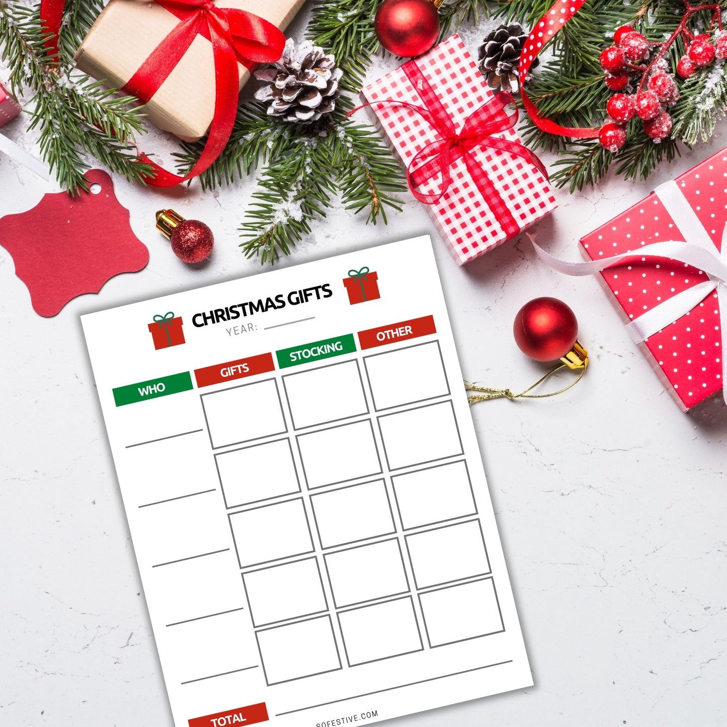 Christmas Gifts At-A-Glance Tracker