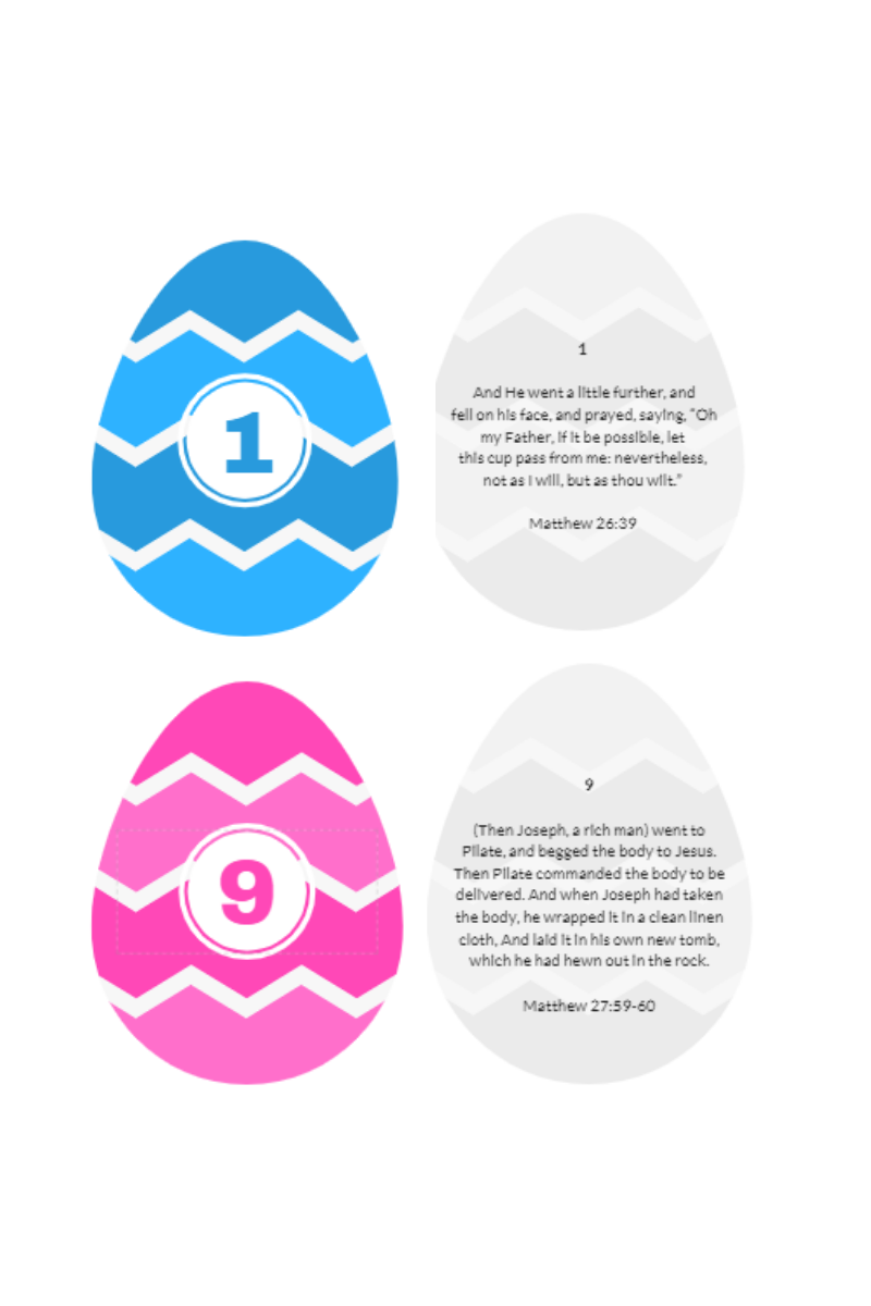 Resurrection Eggs- Easter Story Egg Hunt (Scripture Verses & Object List)