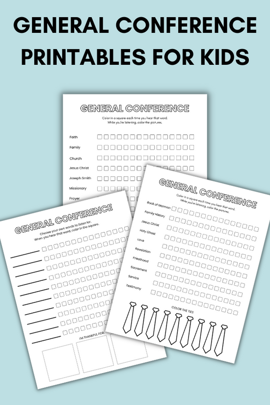 General Conference Packet For Kids- 36 Pages – So Festive!