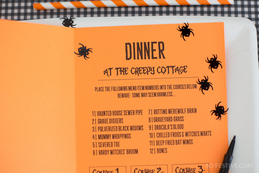 Halloween Mystery Dinner Kit ( Printable Menus, Recipes, & Directions)