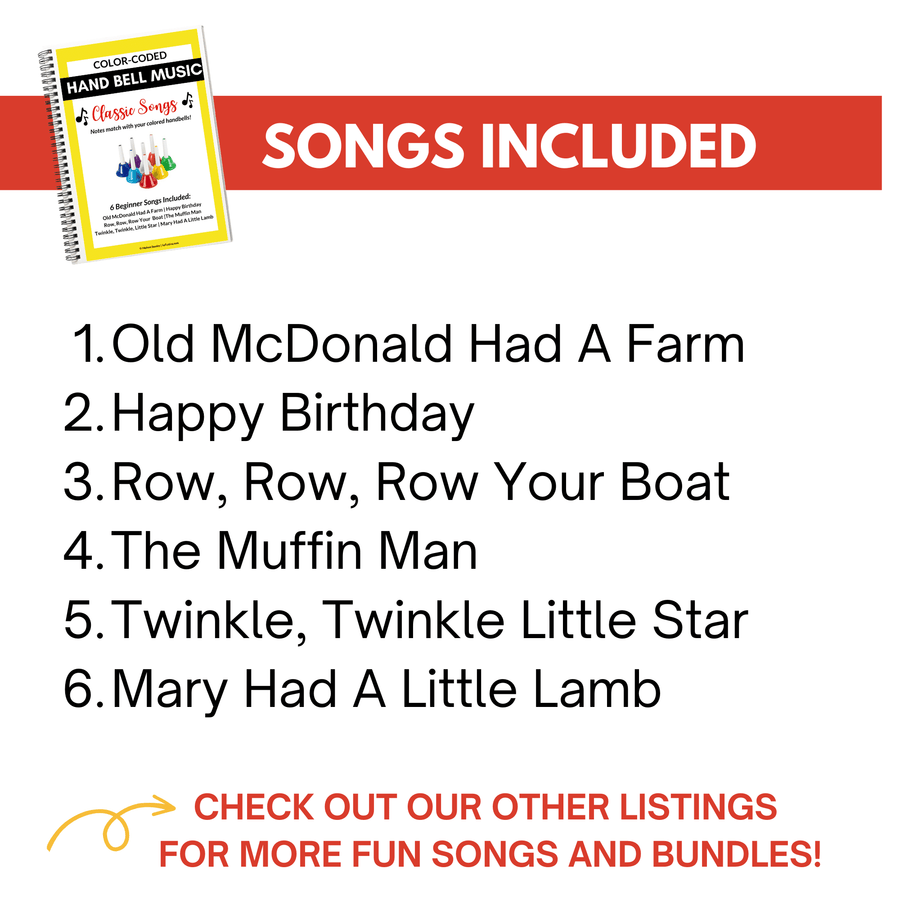 Hand Bell Song Book- Classics- 6 Beginner Songs