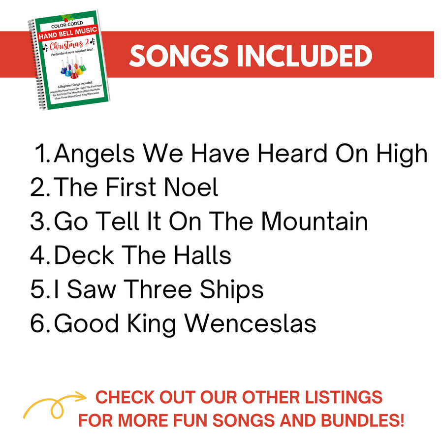 Christmas Hand Bell Music Book 2 - Digital Download- 6 Popular Songs
