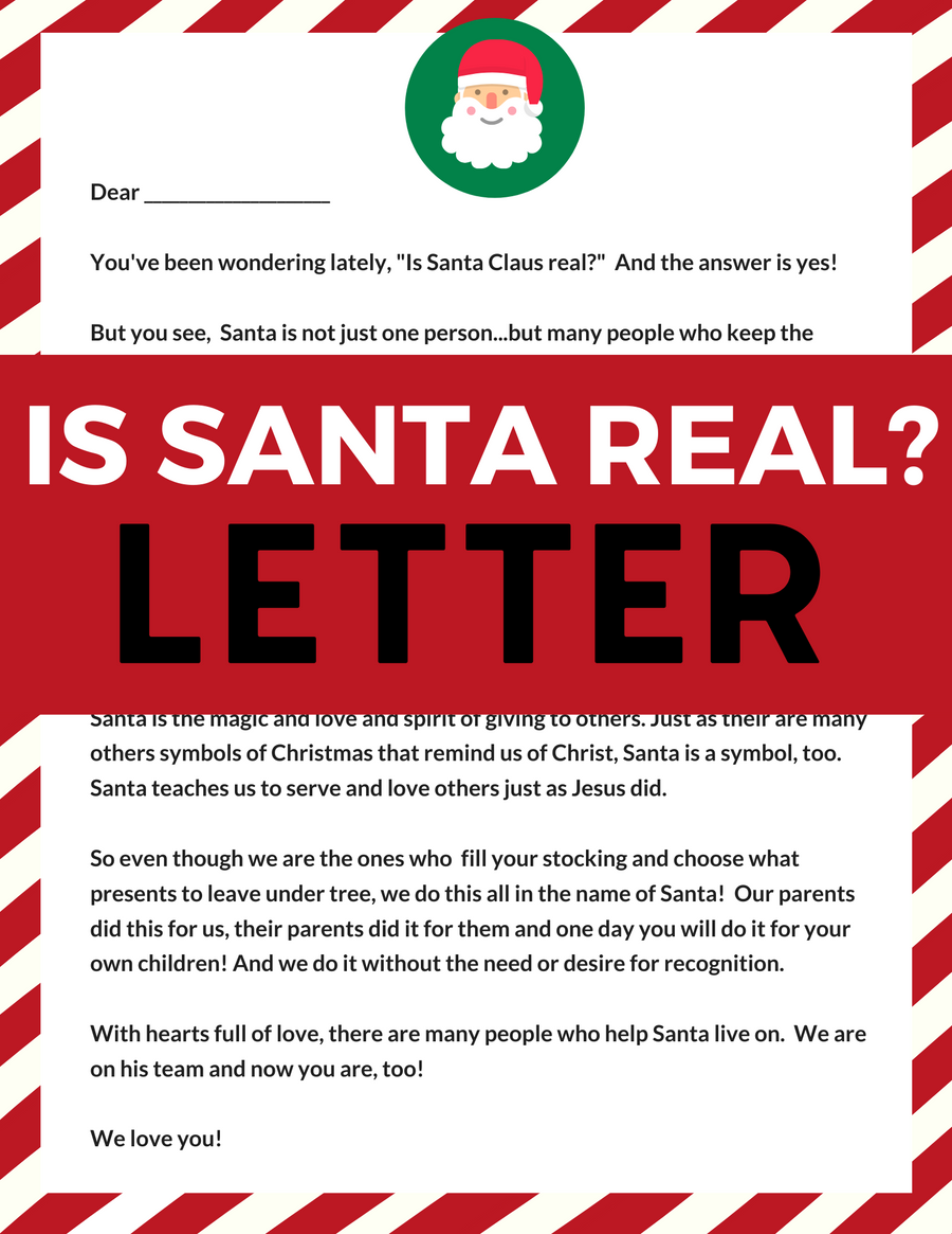 Is Santa Real? Letter Template- Truth About Santa Letter For Kids