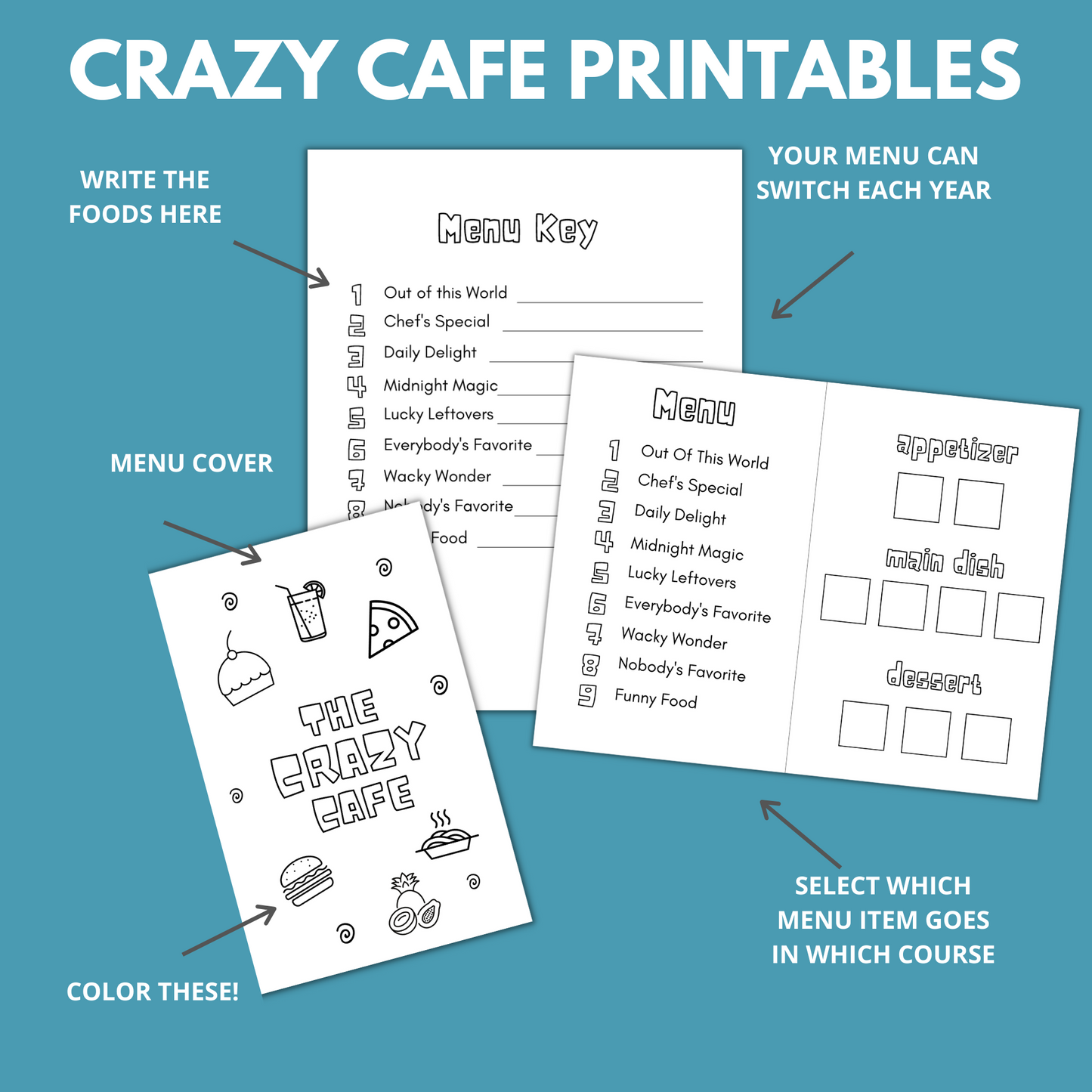 Crazy Cafe- Aprils Fools Day Printables