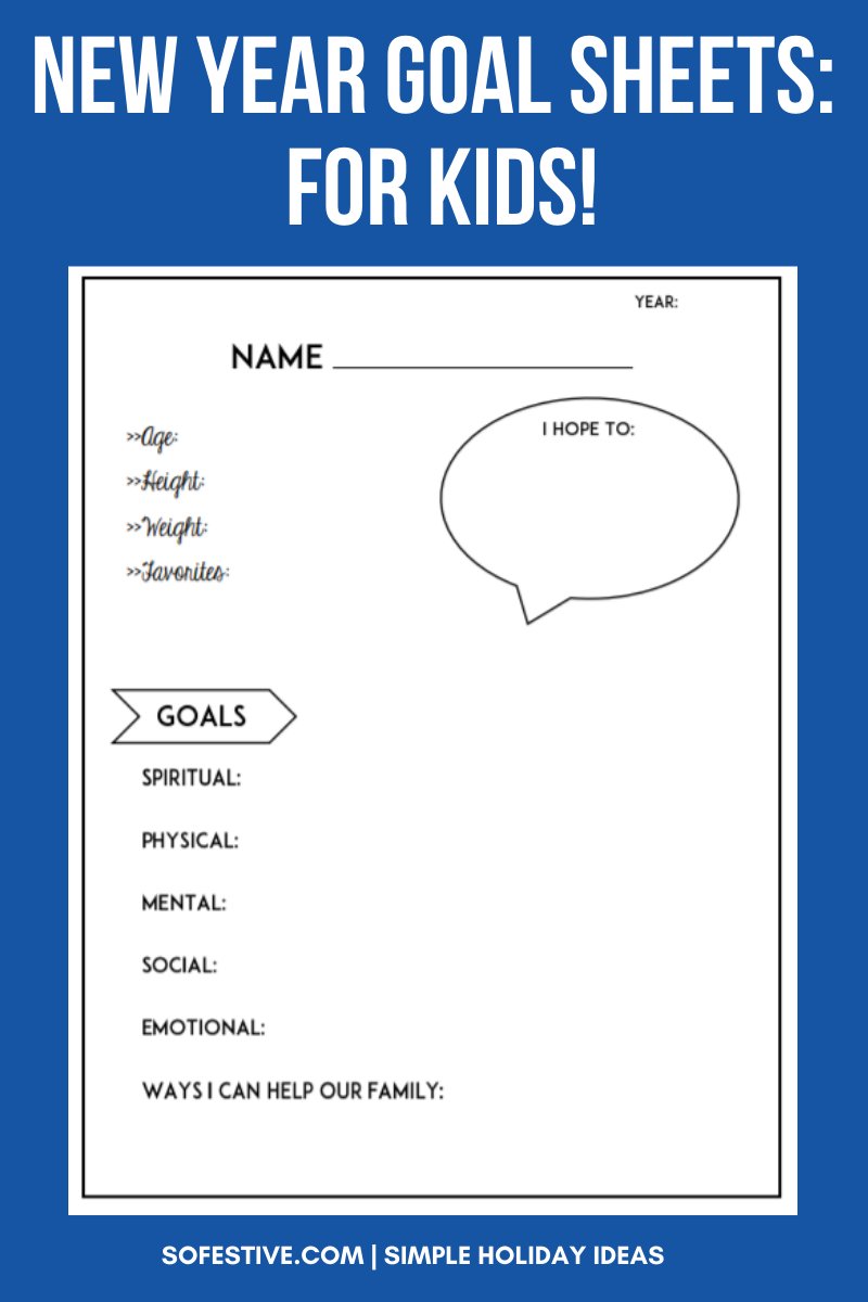 New Year Goal Worksheets For Families (5 Pages)