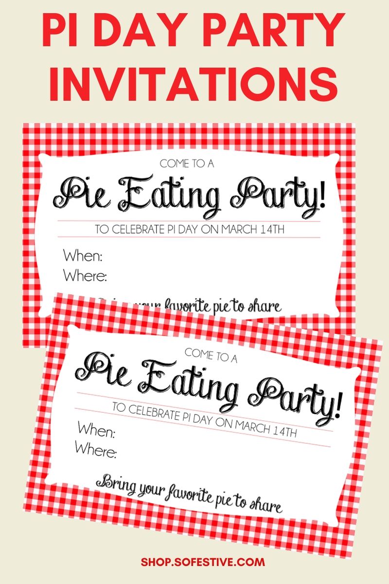 Pi Day Party Invitations