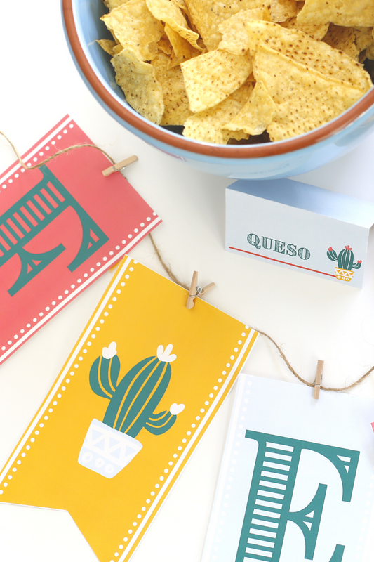 Fiesta Party Kit- Banner, Food Labels, Photo Props, Party Signs For Cinco de Mayo or Parties