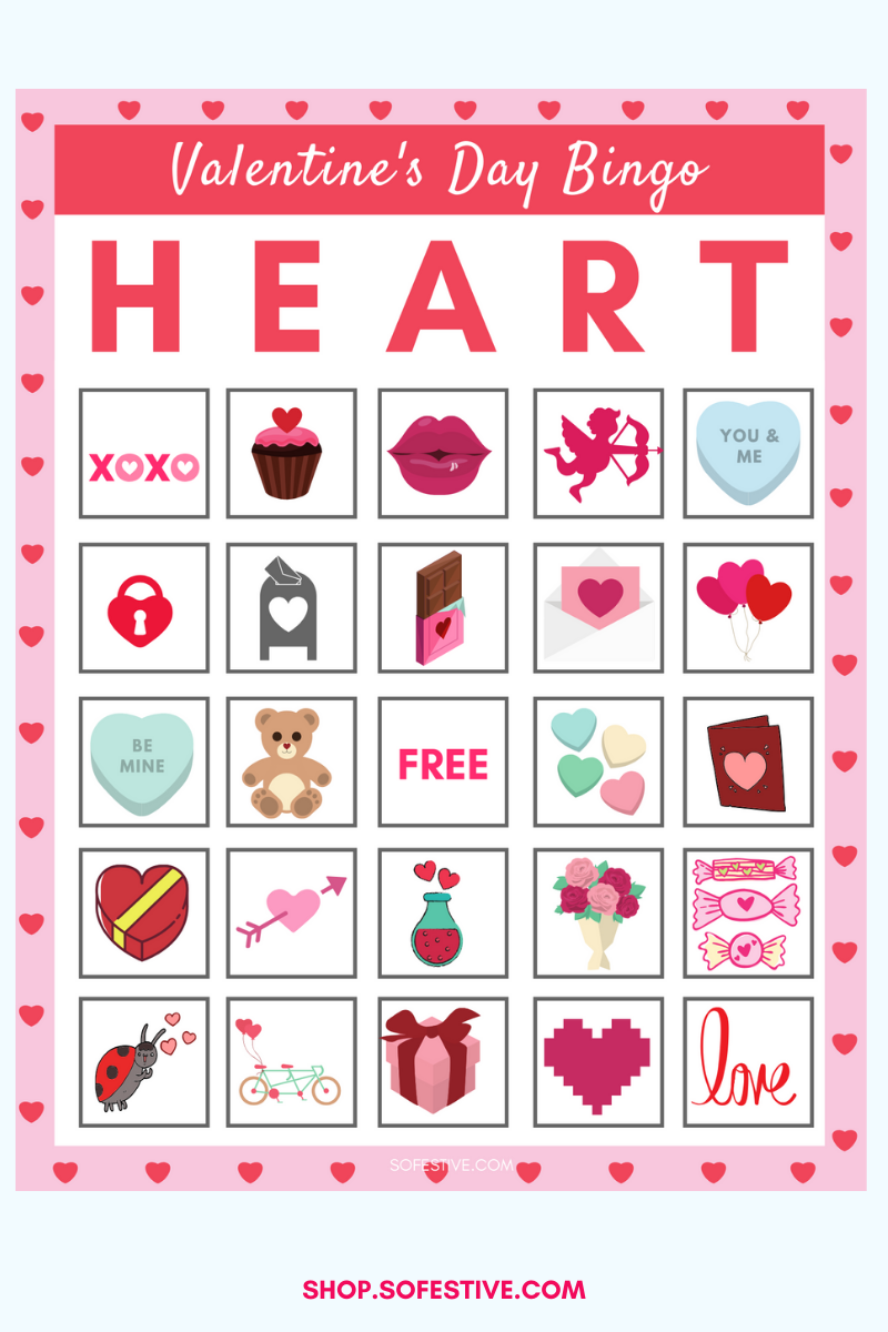 Valentine's Day Bingo - 10 Cards & Calling Cards