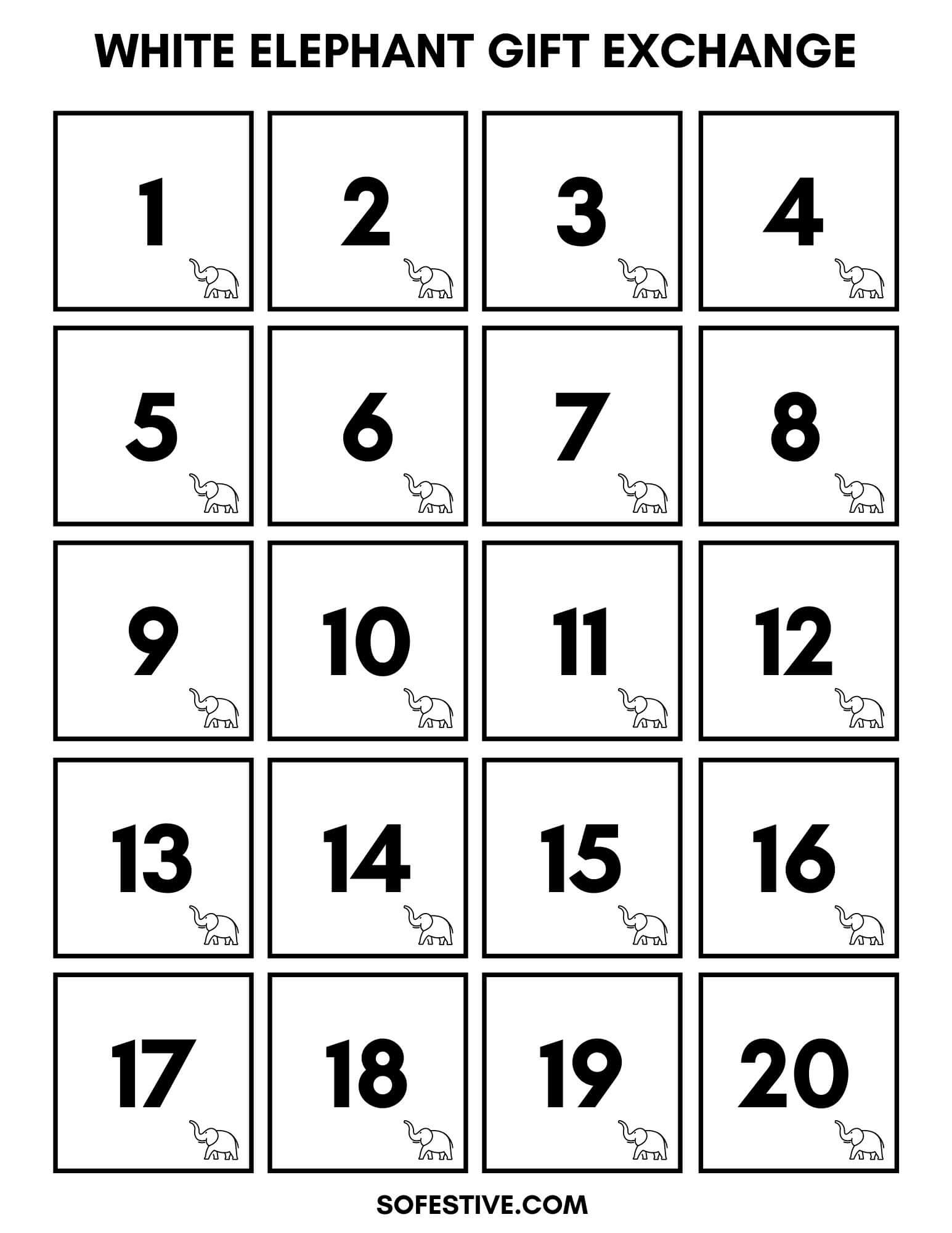 white elephant gift exchange numbers – so festive!