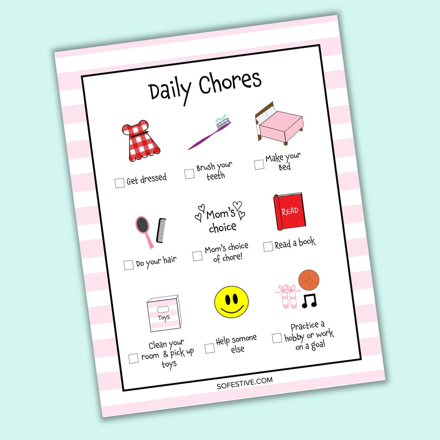 Kids Daily Chore Charts- Boy & Girl Version