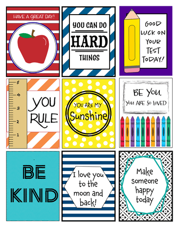 9 School Lunch Lunch Box Notes