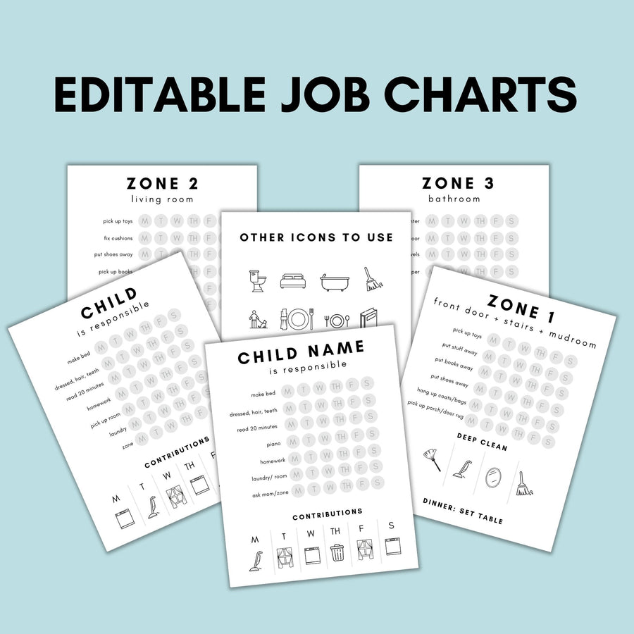 Kid Job Charts & Zone Charts- Fully Customizable!