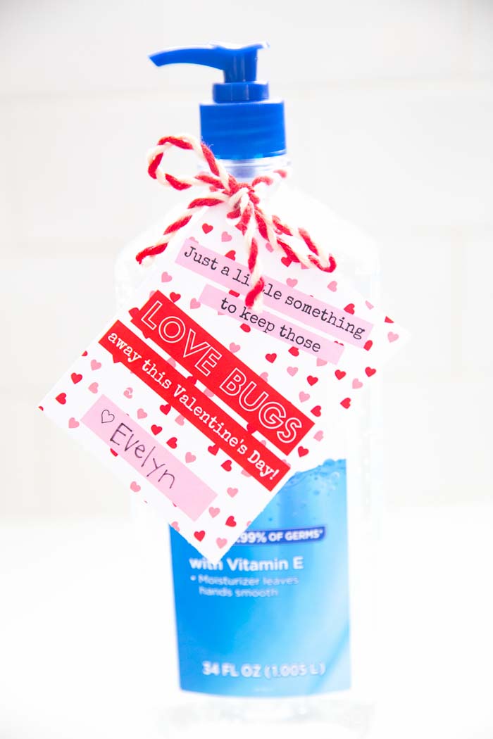 Love Bug Hand Sanitizer Valentine Gift- Teacher Valentines- Printable Tags
